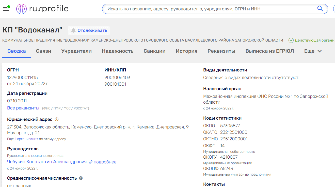 чебукін костянтин кам'янка-дніпровська водоканал