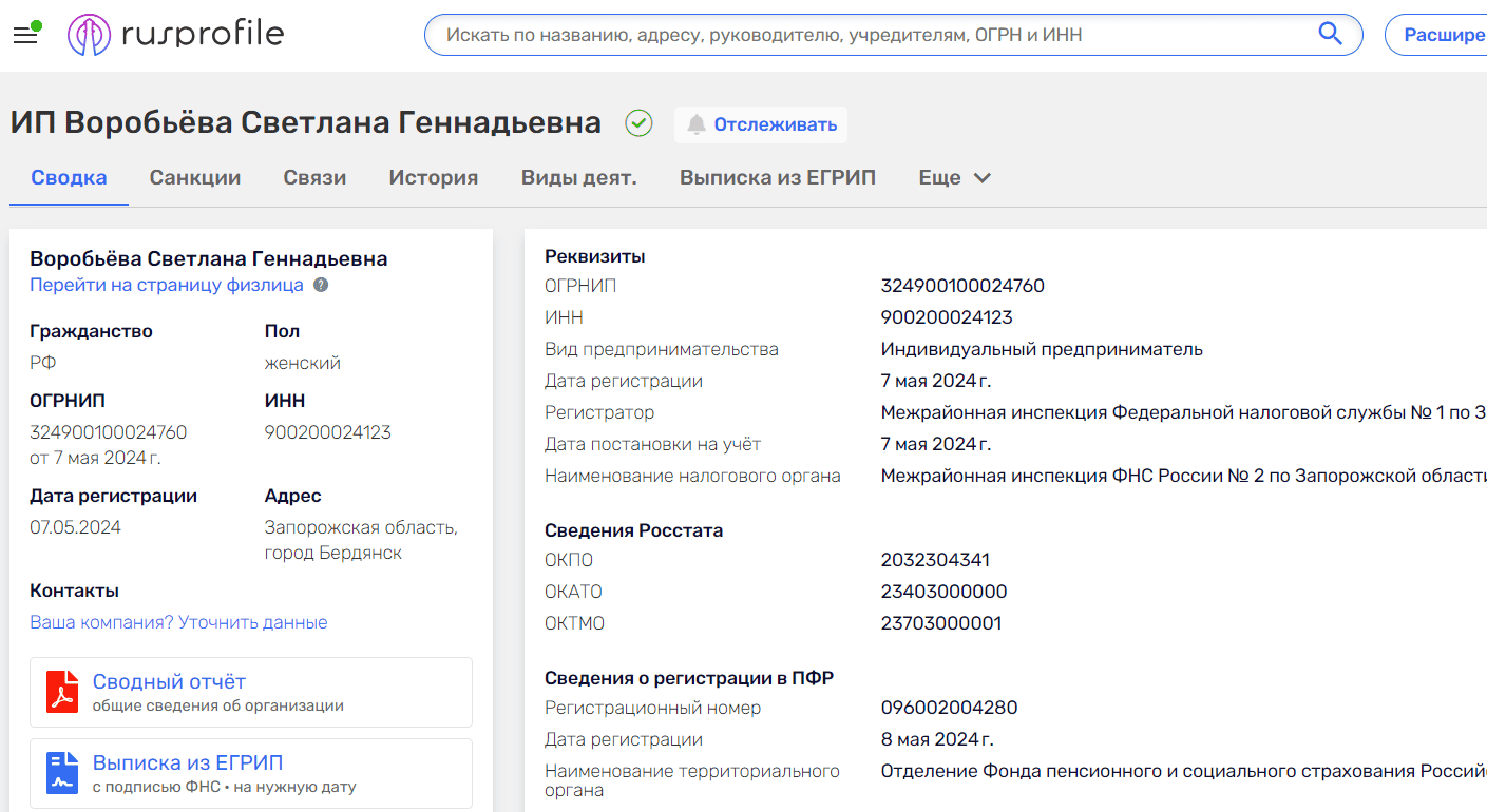 воробйова світлана бердянськ предприниматель