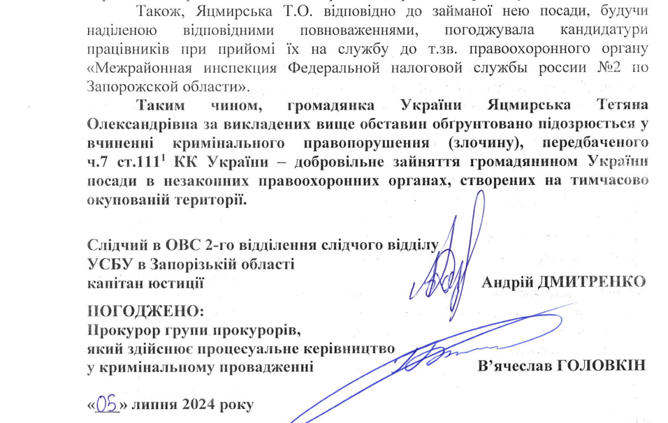 яцмирська тетяна бердянськ податкова підозра